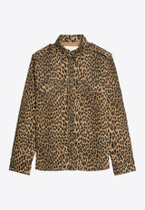 Zadig & Voltaire Taskam Leopard Print Denim Overshirt Brown WWSH02260_ANIMAL PRI