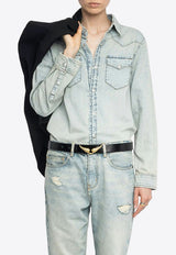 Zadig & Voltaire Saby Washed Denim Shirt Light Blue WWSH02275_LIGHT BLUE