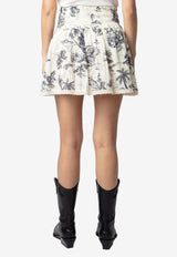 Zadig & Voltaire Jocky Tropical Island Print Mini Skirt Ecru WWSK01604_ECRU