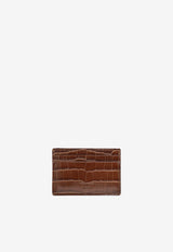 Crocodile-Embossed Leather Cardholder