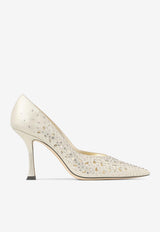 Jimmy Choo Ziri 90 Openwork Shimmer Suede Pumps ZIRI 90 QIQ GOLD
