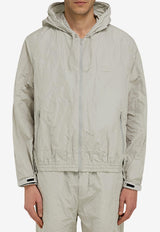 Ferragamo Zip-Up Windbreaker Hooded Jacket Gray 144475 B 782754 HAZE
