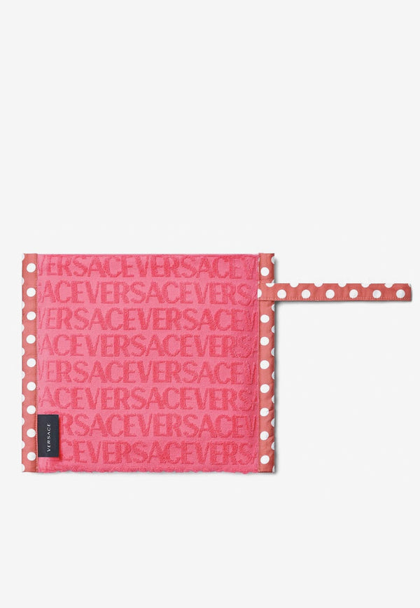 Versace Logo Jacquard Towel Pouch Bag Pink ZTRUBIG01 1A08216 6P790