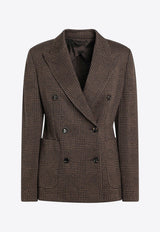Max Mara Zulma Prince of Wales Double-Breasted Blazer Brown ZULMACO/R_MAXM-001