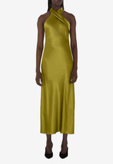 Galvan London Pandora Halterneck Maxi Dress Olive DR0270_OLIVE