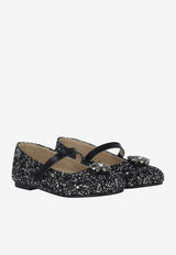 BABYWALKER Girls Glittered Ballet Flats Black bPB/5886_BLACK