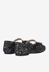 BABYWALKER Girls Glittered Ballet Flats Black bPB/5886_BLACK