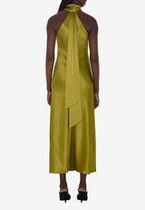 Galvan London Pandora Halterneck Maxi Dress Olive DR0270_OLIVE