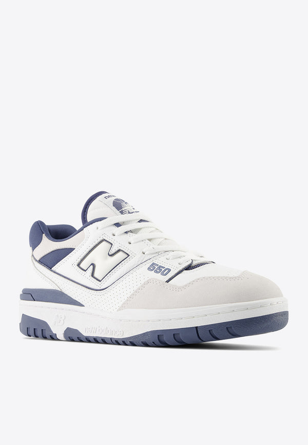 New Balance 550 Low-Top Sneakers in White and Dusty Blue Leather BB550STG_000_WHIBLU