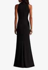 Tadashi Shoji Neshia Halter Lapel Gown Black bos25495l_BLACK