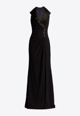 Tadashi Shoji Neshia Halter Lapel Gown Black bos25495l_BLACK