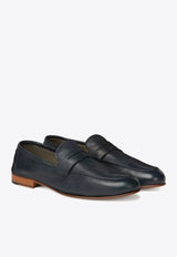 Corneliani Leather Penny Loafers Navy 2520917-25tm77-030_Navy Blue - 001