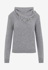 Cashmere Sweater with Detachable Scarf-Style Hood