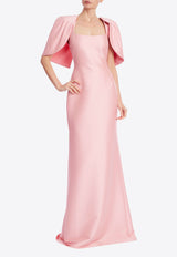 BADGLEY MISCHKA Cape Sleeve Column Gown Pink eg4666_PINK