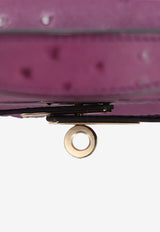 Kelly Pochette Clutch Bag in Violet Ostrich with Gold Hardware