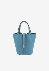 Picotin 18 in New Blue Jean Clemence Leather with Gold Hardware