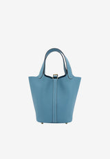 Picotin 18 in New Blue Jean Clemence Leather with Gold Hardware