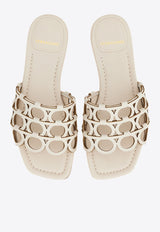 Ferragamo Erne Gancini Leather Slides 01J840 ERNE 782502 DOHA PUMICE Cream