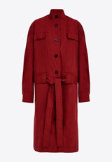 Ferragamo Duster Convertible Coat 13G734 K 782563 COLLEGE RED Red
