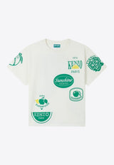 Kenzo Kids Boys Fruits Stickers Print T-shirt K61148/117_OFF-WHITE