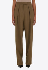 Ferragamo Tailored Straight-Leg Pants Green 13G870 P 782662 LEAD GREEN