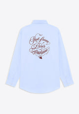 Drôle de Monsieur Slogan Vignes Print Long-Sleeved Shirt Light Blue F-SH199-CO116-LBE_LIGHT BLUE