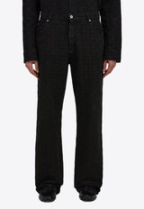 Ferragamo Monogram Jacquard Straight-Leg Jeans Black 144465 P 782902 PPT