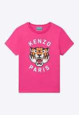 Kenzo Kids Girls Lucky Tiger Print T-shirt Raspberry K61054/483_PINK