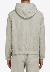 Ferragamo Zip-Up Windbreaker Hooded Jacket Gray 144475 B 782754 HAZE