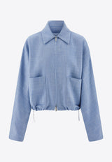 Ferragamo Cropped Zip-Up Jacket 13G362 B 780799 DENIM/WHITE Blue