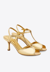 Ferragamo Ely 70 Laminated Leather Sandals 01J585 ELY 70 779977 GOLD LUX 11 Gold