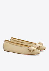 Ferragamo Vanna Vara Bow Ballet Flats 01J965 VANNA MESH 782205 STONE Beige