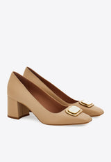 Ferragamo Vella 60 Vara Plate Leather Pumps 01J465 VELLA 779504 NUDE Nude