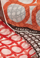 Ferragamo Dégradé Gancini Silk Shawl Multicolor 320995 SL GANPIATTO 783668 ROSSO/NERO