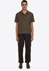 Ferragamo Logo Short-Sleeved Polo T-shirt 122709 H 782781 CONCRETE Brown