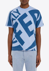 Ferragamo Graphic Print Short-Sleeved T-shirt 122423 H 781244 OXFORDBLUE/TEALBLUE Blue