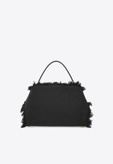 Ferragamo Large Hug Fringed Top Handle Bag Black 21A009 HUG SH M 783897 NERO