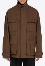 Ferragamo Saharan Oversized Field Jacket Brown 144396 T 782553 CONCRETE