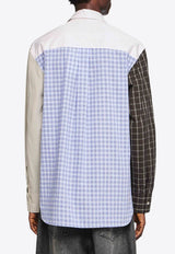 JW Anderson Patchwork Long-Sleeved Checked Shirt Multicolor SH0350PG1689899_BLUE MULTI