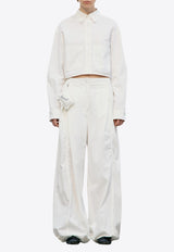 LOW CLASSIC Long-Sleeved Cropped Shirt White LW251SH04WH_WHITE