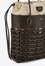 Ferragamo Medium Gancini Leather Tote Bag Dark Brown 21A012 TOTE GANCI M 783298 TESTA DI M