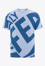 Ferragamo Graphic Print Short-Sleeved T-shirt 122423 H 781244 OXFORDBLUE/TEALBLUE Blue