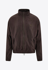 Ferragamo Logo Patch Zip-Up Jacket Brown 144447 B 782926 DARK EXPRESSO