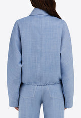 Ferragamo Cropped Zip-Up Jacket 13G362 B 780799 DENIM/WHITE Blue