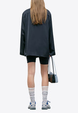 LOW CLASSIC Wrap-Style Satin Shirt Black LW251BL02BK_BLACK