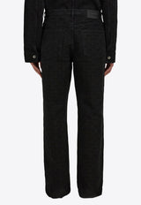 Ferragamo Monogram Jacquard Straight-Leg Jeans Black 144465 P 782902 PPT