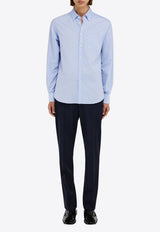 Ferragamo Monogram Jacquard Button-Up Shirt Light Blue 144352 C 780414 OXFORD BLUE