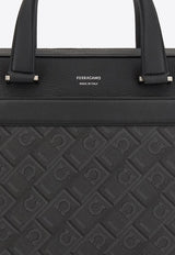 Ferragamo Monogram Jacquard Briefcase Black 241723 ALL OVER 781303 NERO GRI