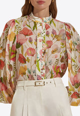 Dahlia Bianca Marissa Floral Blouse Multicolor DHB10107147-104_WHITE MULT