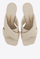 Ferragamo Zilda 70 Gancini Leather Sandals 01J962 ZILDA 70 782452 PUMICE Cream